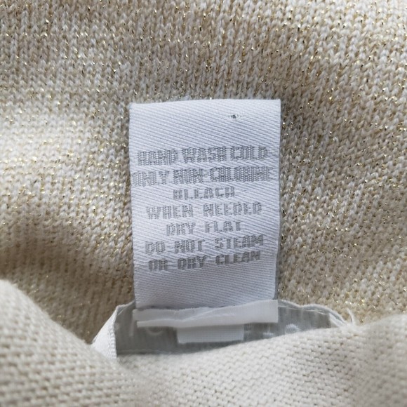 Design History Womens Knit Tank Dress S Cream Beautiful Flounce Metallic Sparkle - Picture 16 of 16